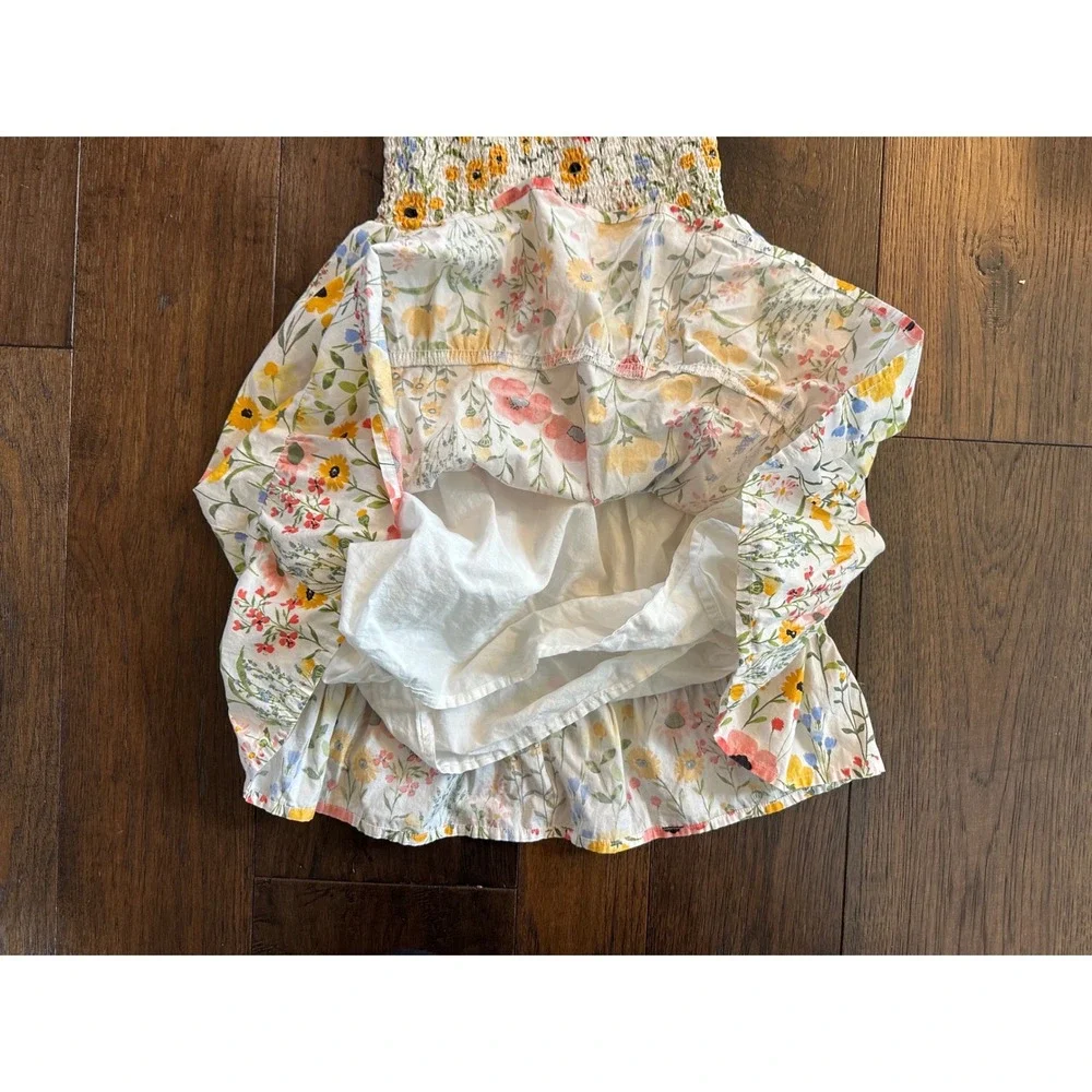 Gymboree Girls Floral Smocked Dress Size 7 Cotton Wildflower Tiered Sun Dress